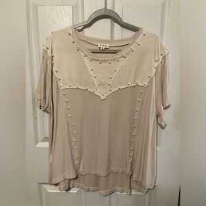 NWOT POL Women's Cream Top with Pearl Accents